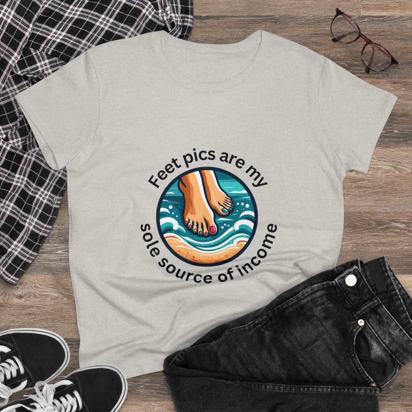 Feet pics are my sole source of income - Women's Midweight Cotton Tee