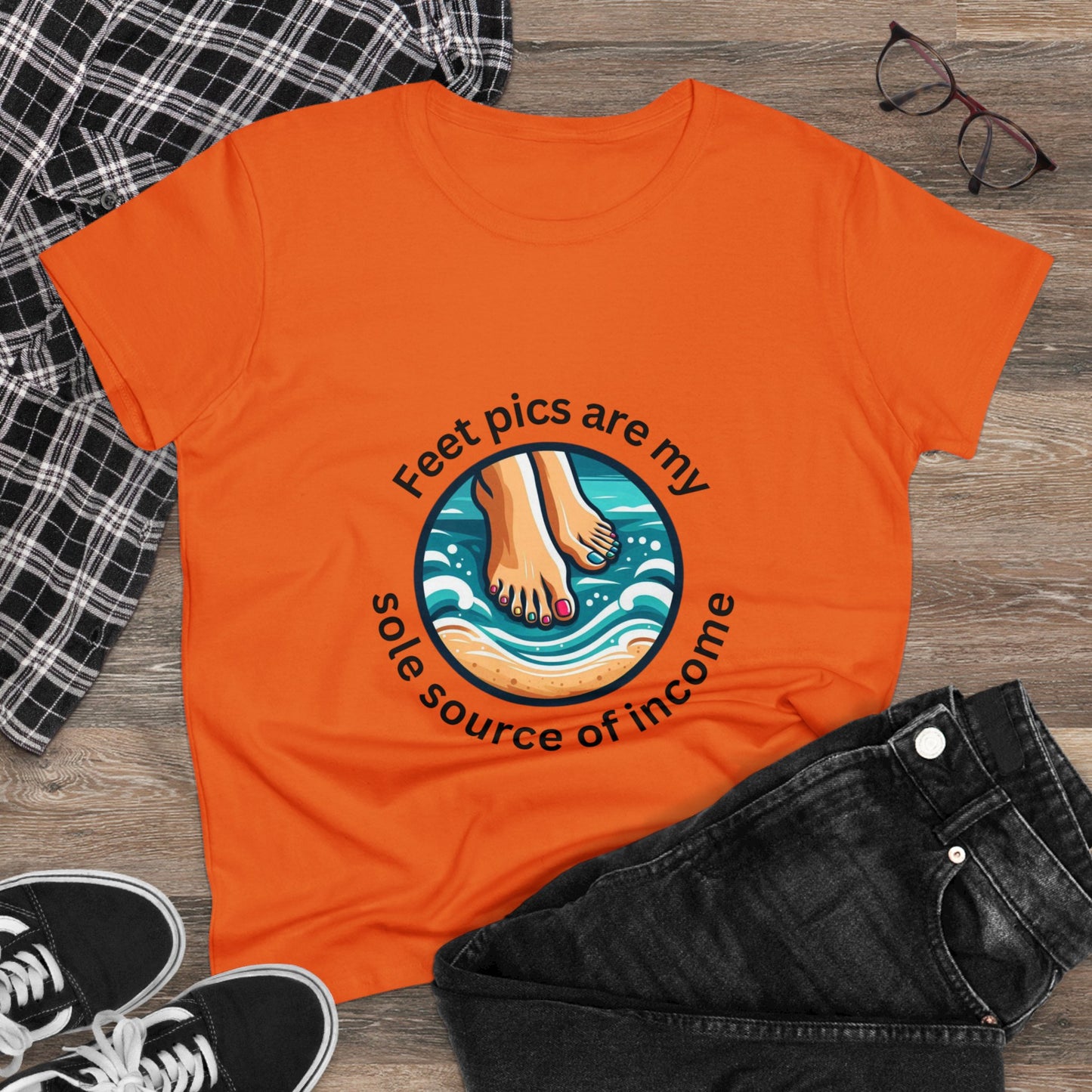 Feet pics are my sole source of income - Women's Midweight Cotton Tee